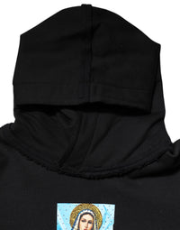 Dolce & Gabbana Black Printed Hoodie Crystal Embellished Men's Jacket