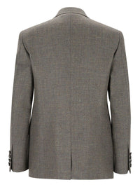Valentino Garavani Valentino Garavani Men Double-Breasted Wool And Linen Blazer