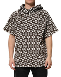 Dolce & Gabbana Brown White DG Logo Short Hoodie Men's Sweater