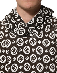Dolce & Gabbana Brown White DG Logo Short Hoodie Men's Sweater