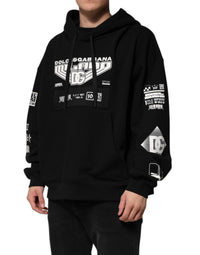 Dolce & Gabbana Black Cotton DG Milano Logo Print Hoodie Men's Sweater
