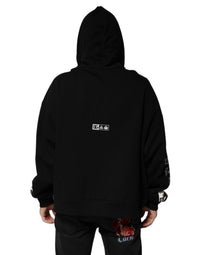 Dolce & Gabbana Black Cotton DG Milano Logo Print Hoodie Men's Sweater