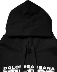 Dolce & Gabbana Black Cotton DG Milano Logo Print Hoodie Men's Sweater