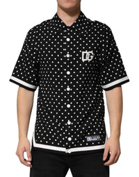 Dolce & Gabbana Black Polka Dot Short Sleeves Collared Polo Men's T-shirt