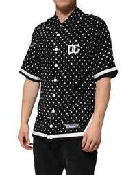 Dolce & Gabbana Black Polka Dot Short Sleeves Collared Polo Men's T-shirt