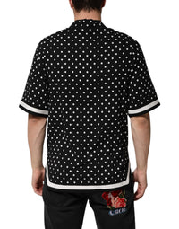 Dolce & Gabbana Black Polka Dot Short Sleeves Collared Polo Men's T-shirt