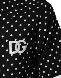 Dolce & Gabbana Black Polka Dot Short Sleeves Collared Polo Men's T-shirt