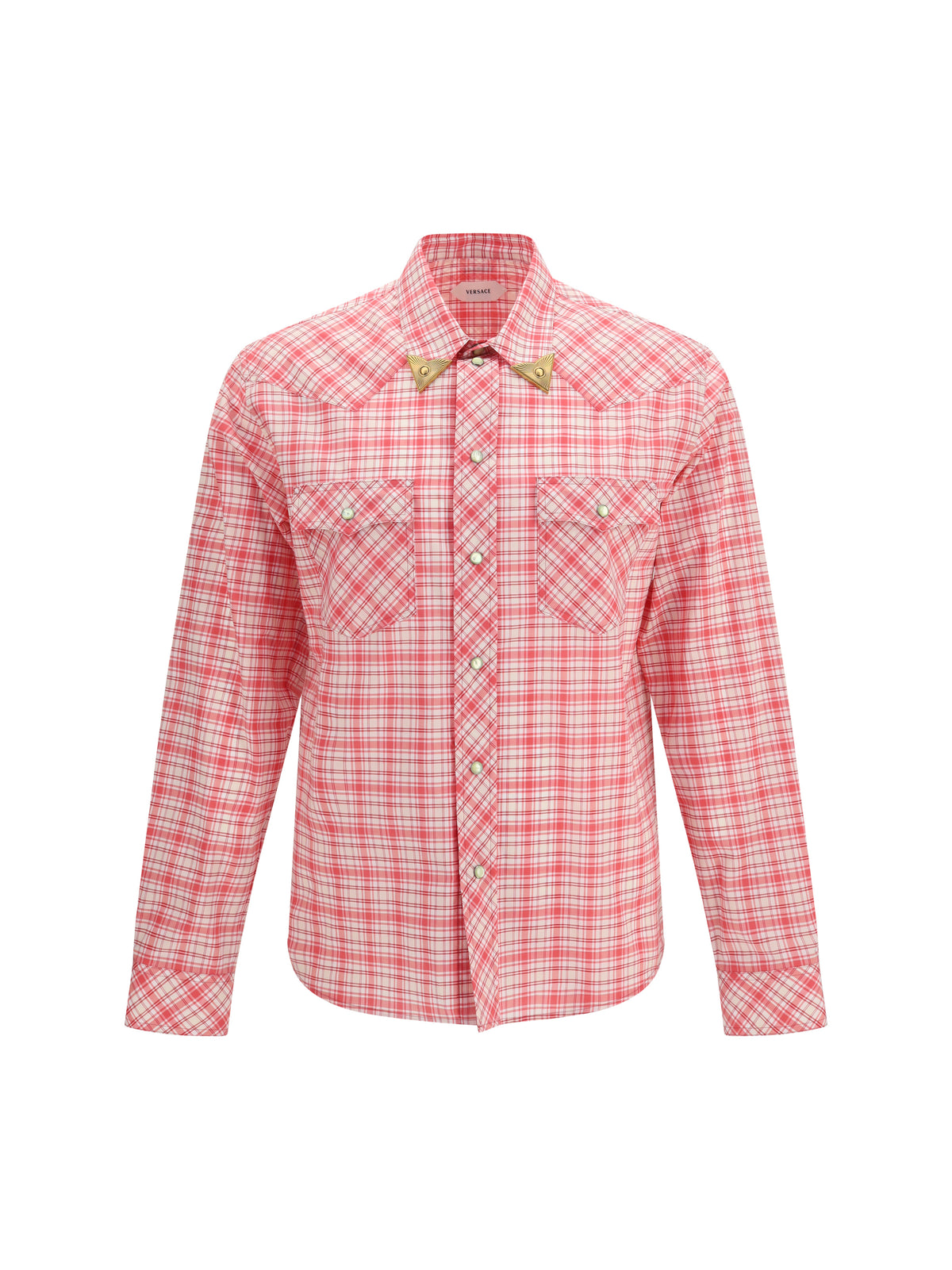 Versace Men Slim Checked Cotton Poplin Shirt
