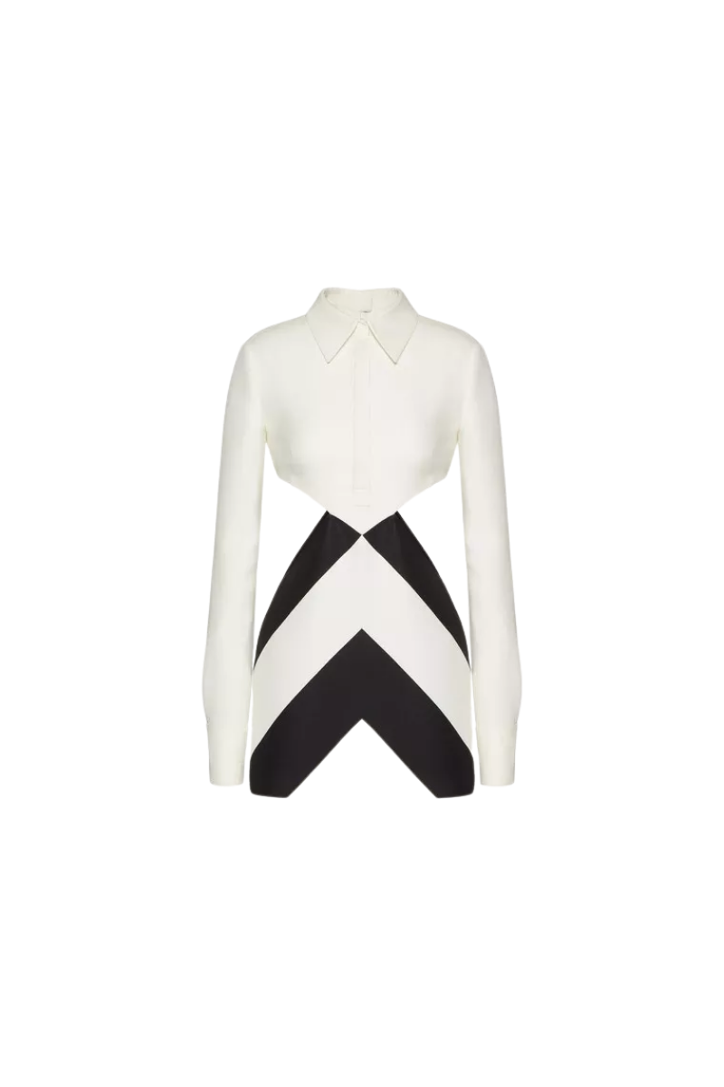 Valentino Garavani Valentino Garavani Strhype Crepe Couture Short Dress Avorio/nero 3B0Va61287U_0An