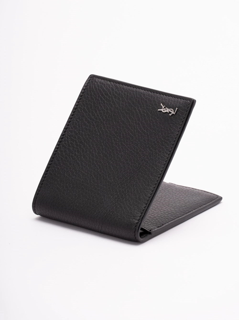 Saint Laurent Men Tiny Cassandre Eastwest Wallet In Grained Leather
