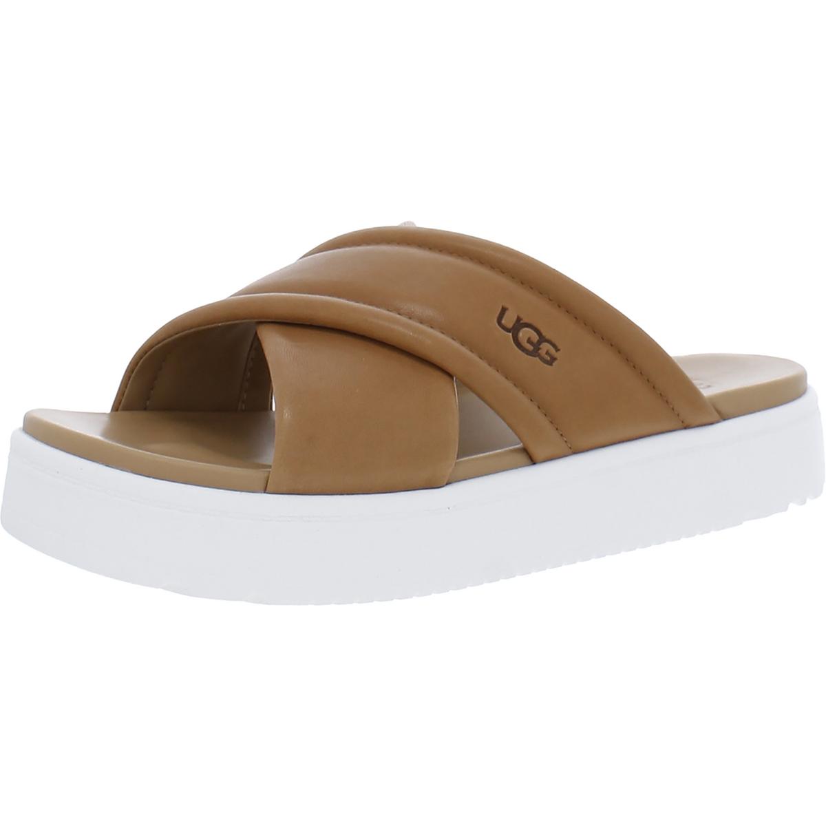 Zayne Crossband Womens Leather Open Toe Platform Sandals