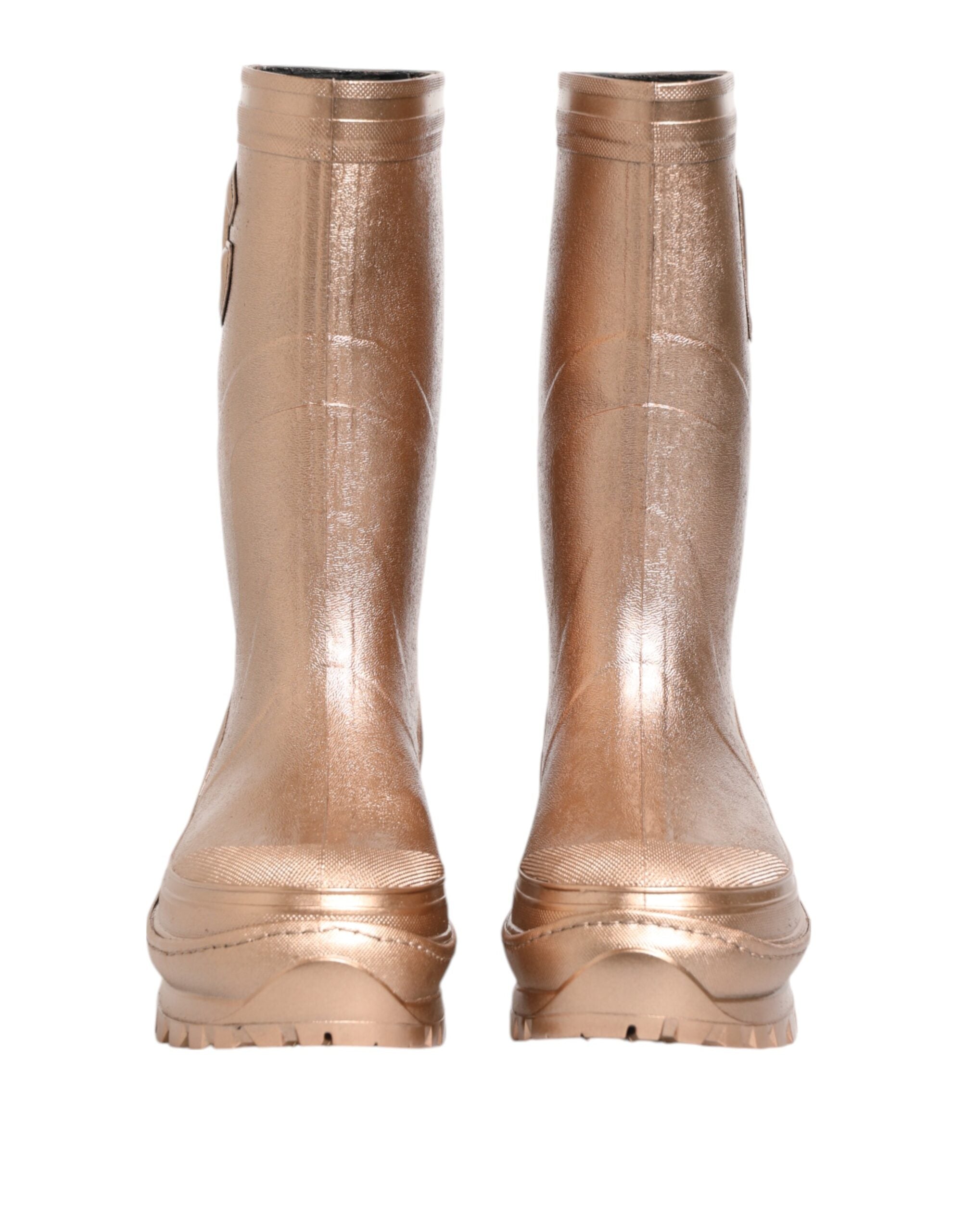 Dolce & Gabbana Rose Gold Rubber Pull On Rain Boots Women's Shoes