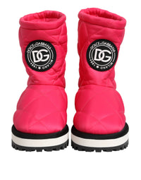 Dolce & Gabbana Pink White Viscose Padded Mid Calf Boots Women's Shoes
