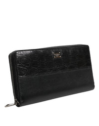 Dolce & Gabbana Dolce & Gabbana Black Leather Logo Plaque Zip Around Continental Men's Wallet