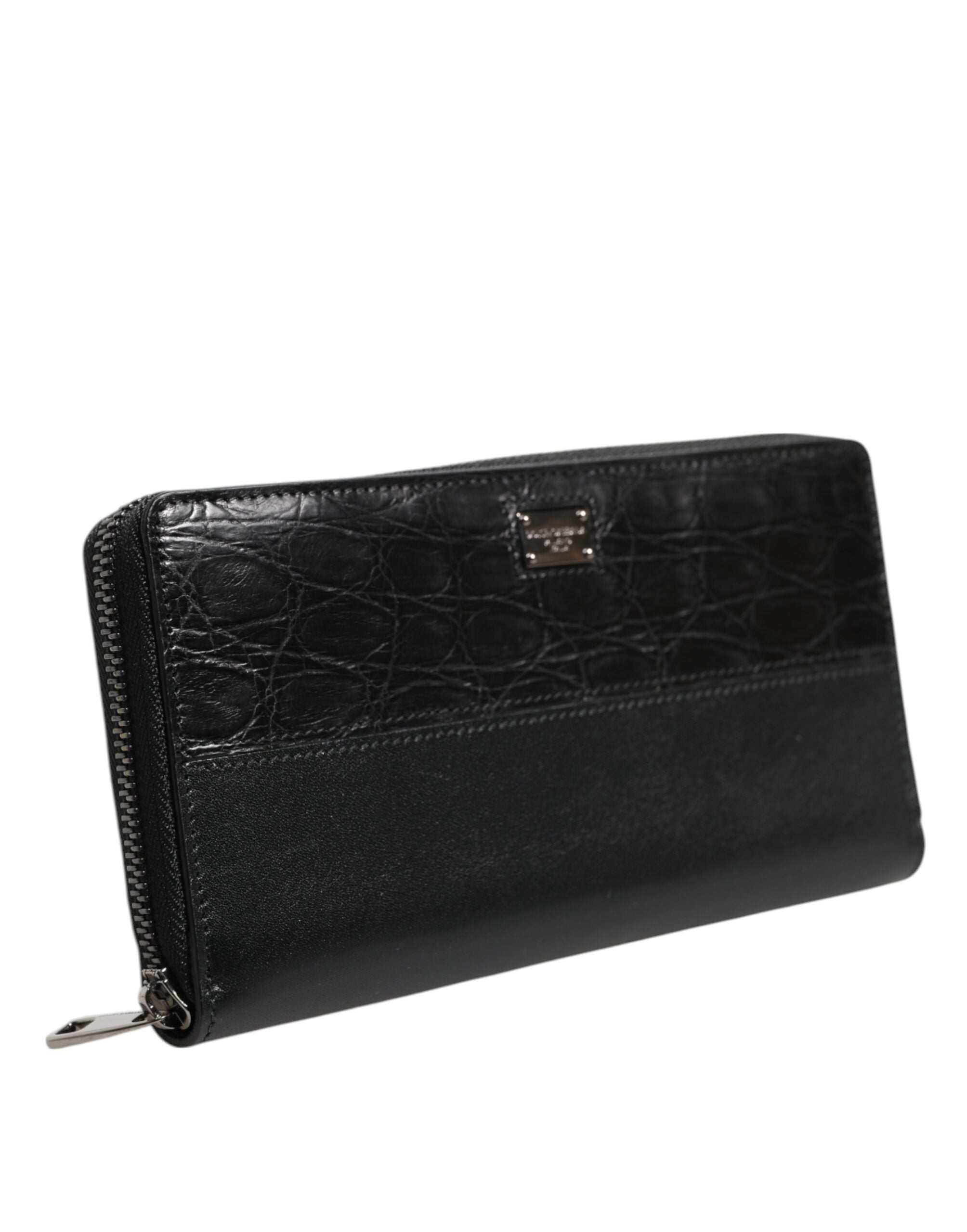 Dolce & Gabbana Dolce & Gabbana Black Leather Logo Plaque Zip Around Continental Men's Wallet