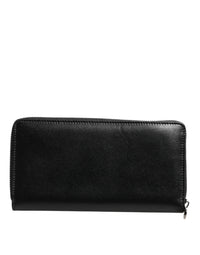 Dolce & Gabbana Dolce & Gabbana Black Leather Logo Plaque Zip Around Continental Men's Wallet