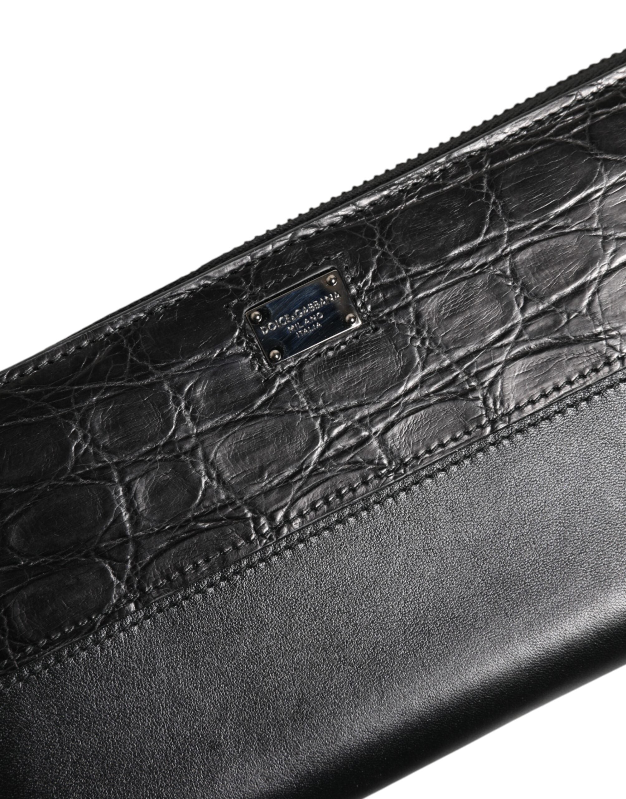 Dolce & Gabbana Dolce & Gabbana Black Leather Logo Plaque Zip Around Continental Men's Wallet