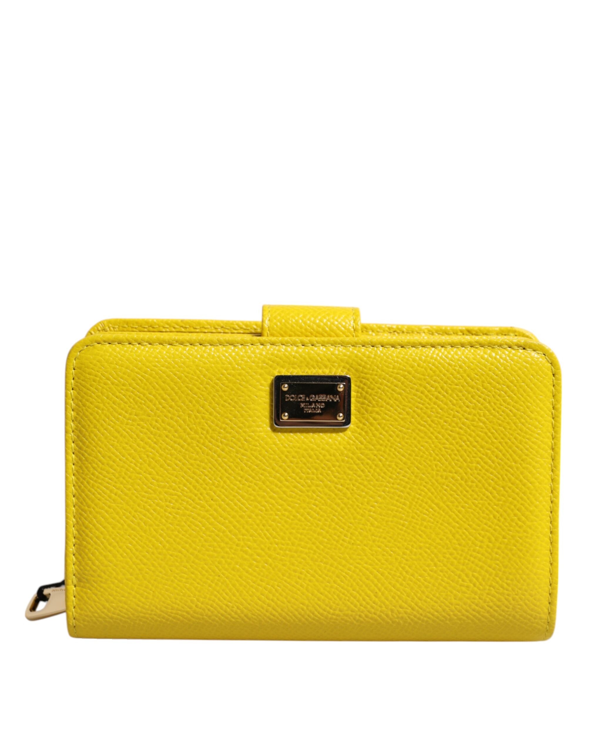 Dolce & Gabbana Dolce & Gabbana Yellow Leather Bifold Continental Clutch Women's Wallet