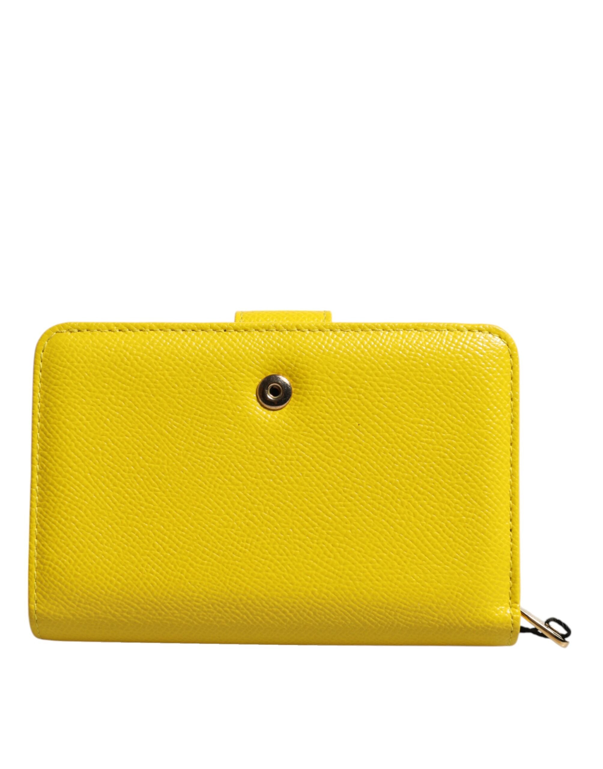 Dolce & Gabbana Dolce & Gabbana Yellow Leather Bifold Continental Clutch Women's Wallet