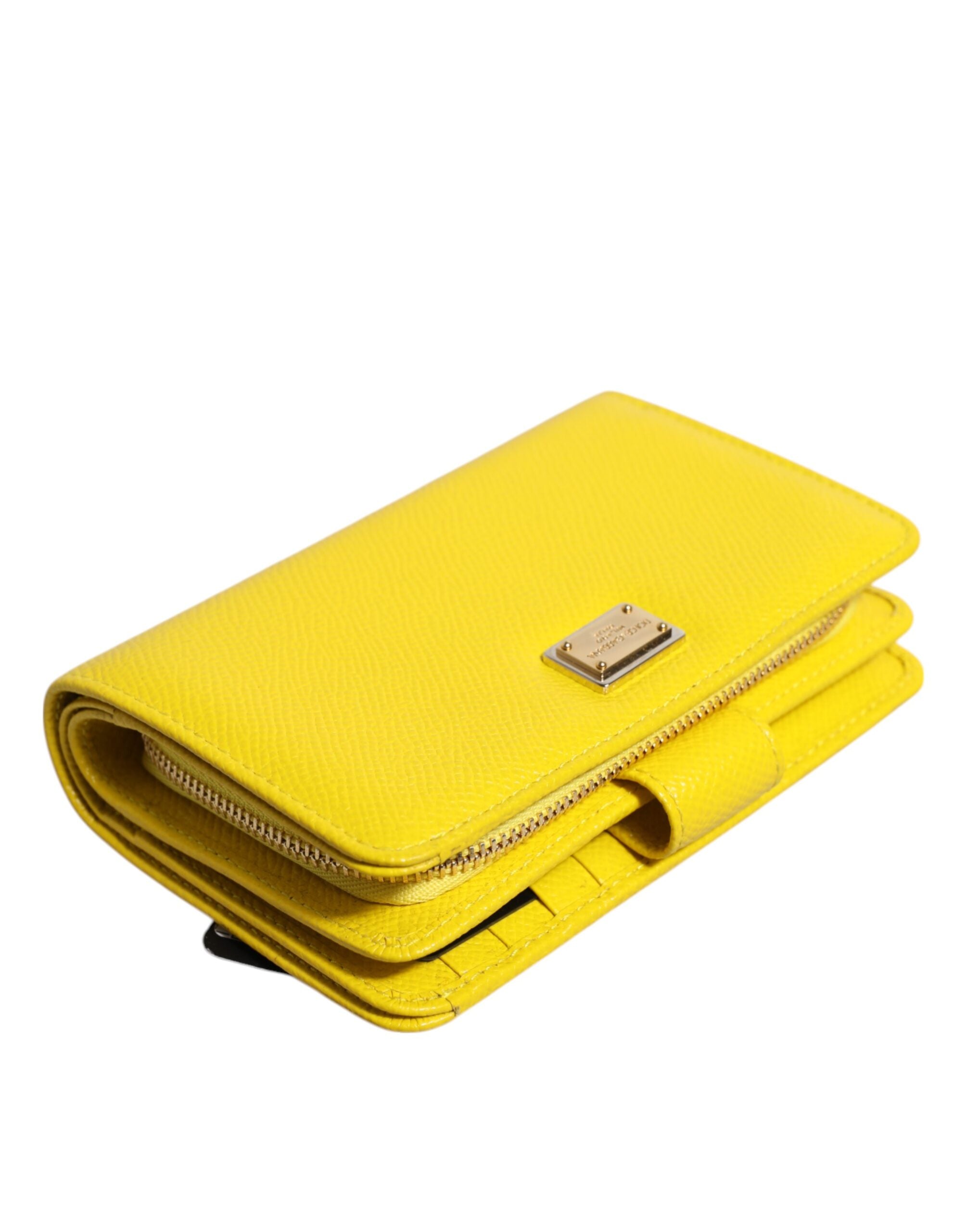 Dolce & Gabbana Dolce & Gabbana Yellow Leather Bifold Continental Clutch Women's Wallet