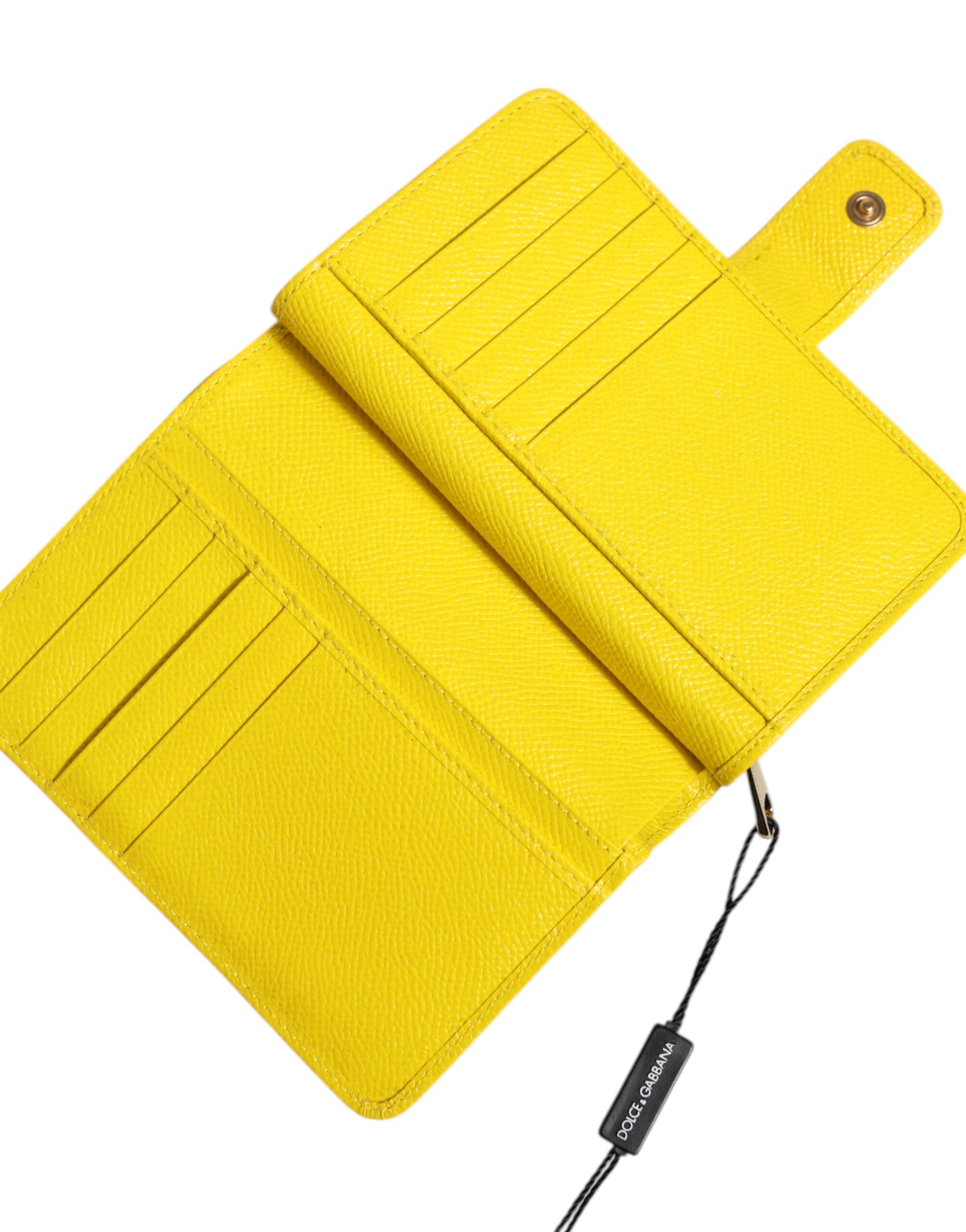 Dolce & Gabbana Dolce & Gabbana Yellow Leather Bifold Continental Clutch Women's Wallet