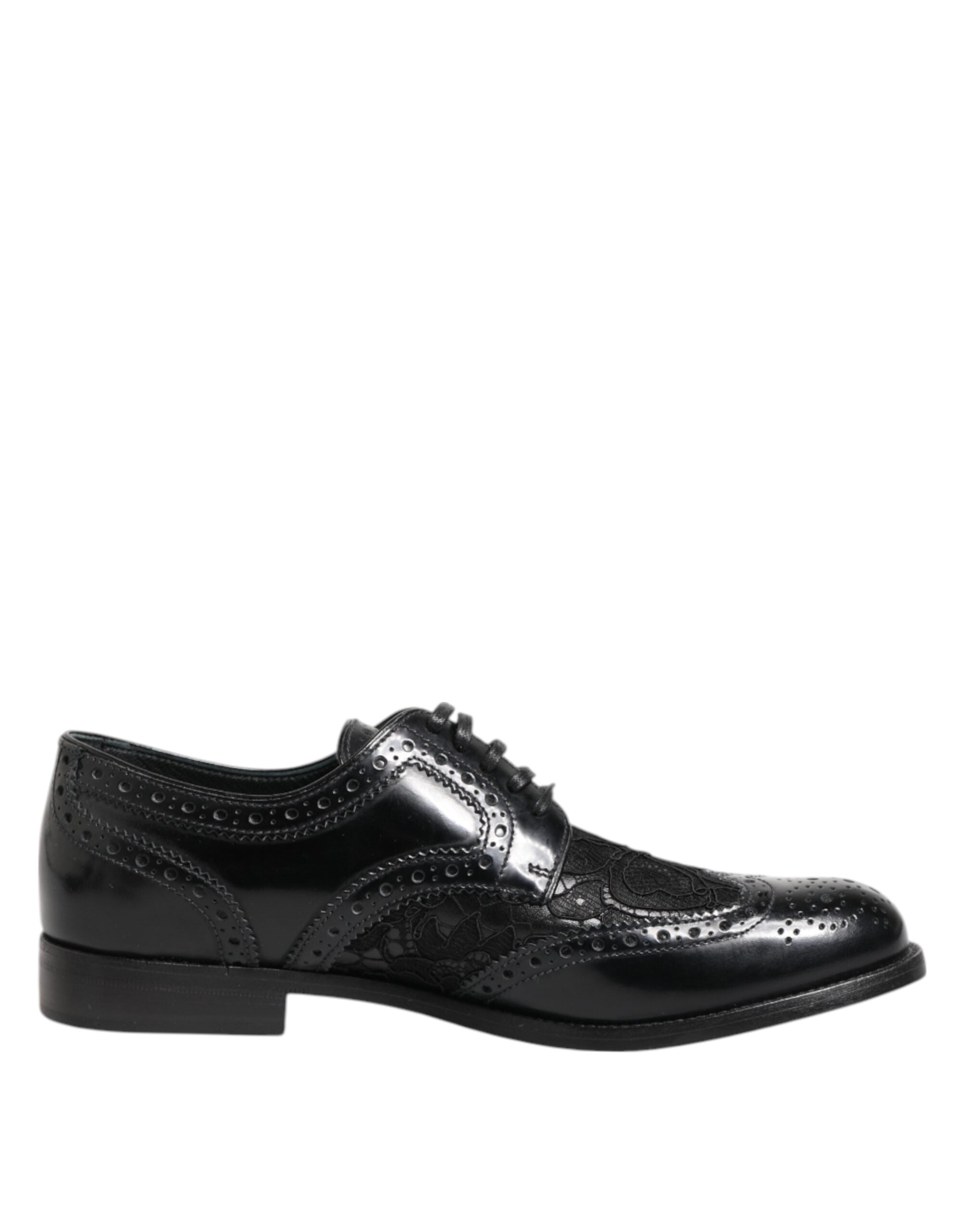 Dolce & Gabbana Dolce & Gabbana Black Leather Floral Lace Dress Formal  Women's Shoes