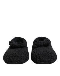 Dolce & Gabbana Dolce & Gabbana Black Wool Knit Slip On Ballerina Flats Women's Shoes