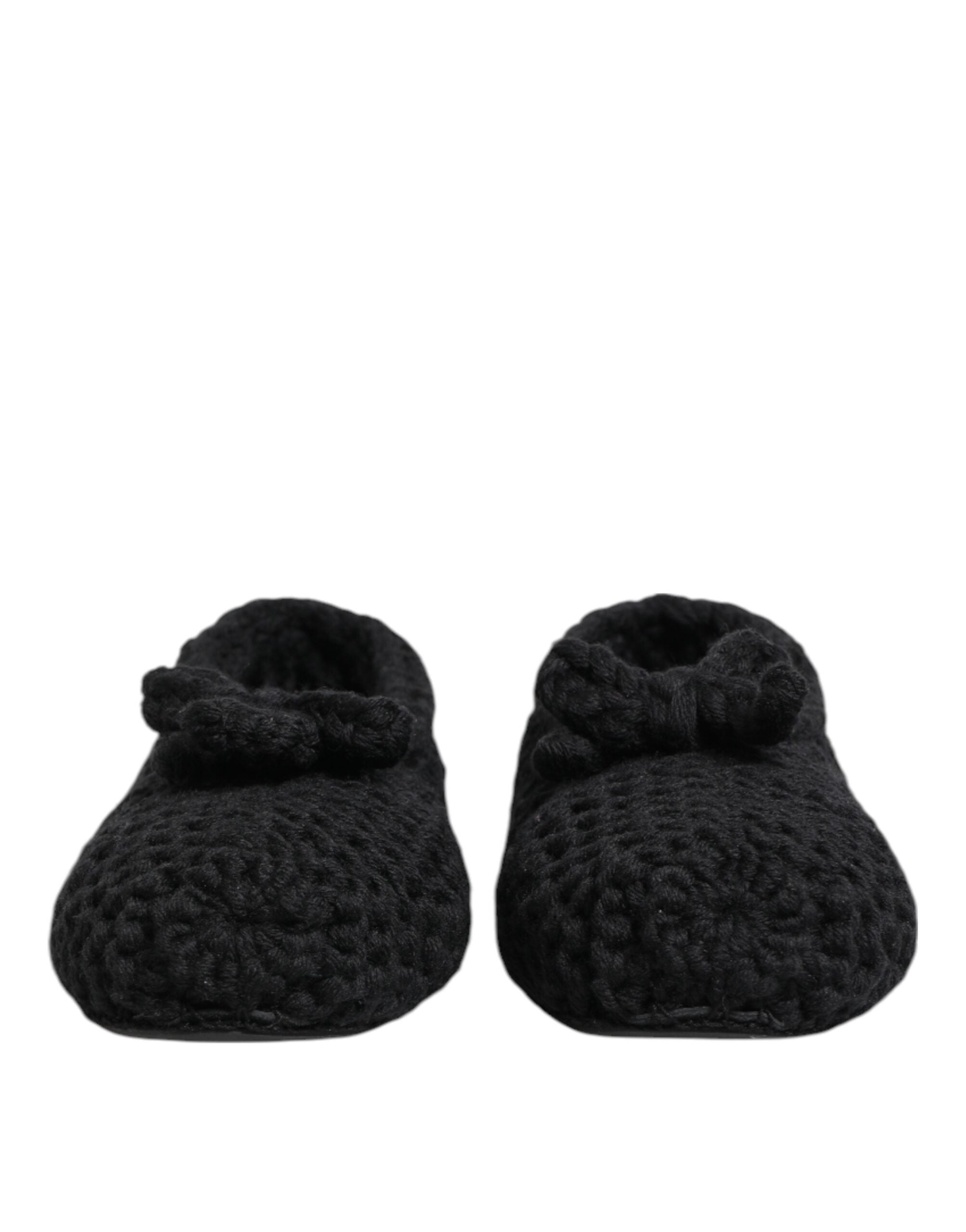 Dolce & Gabbana Dolce & Gabbana Black Wool Knit Slip On Ballerina Flats Women's Shoes