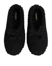 Dolce & Gabbana Dolce & Gabbana Black Wool Knit Slip On Ballerina Flats Women's Shoes