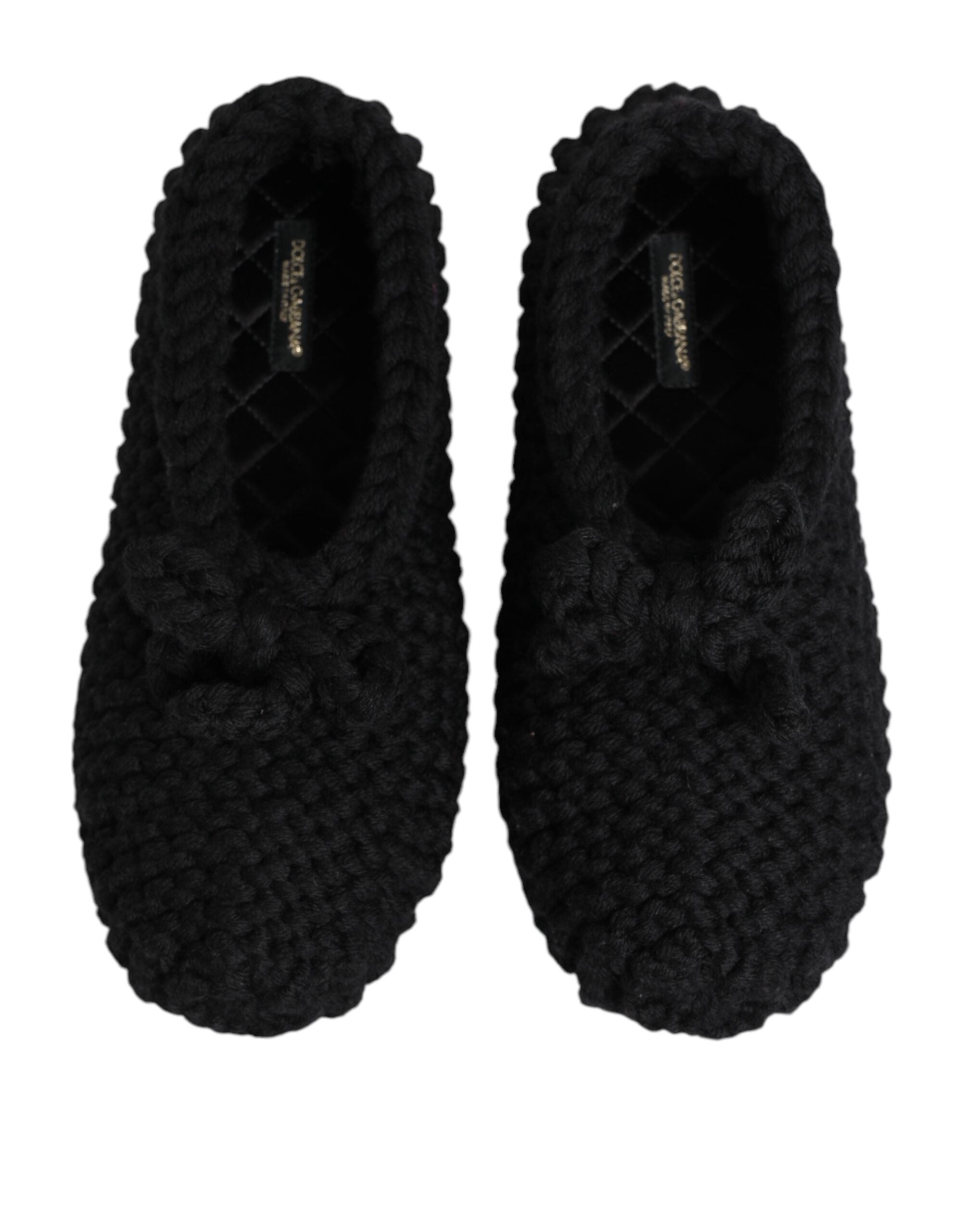 Dolce & Gabbana Dolce & Gabbana Black Wool Knit Slip On Ballerina Flats Women's Shoes