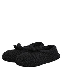 Dolce & Gabbana Dolce & Gabbana Black Wool Knit Slip On Ballerina Flats Women's Shoes