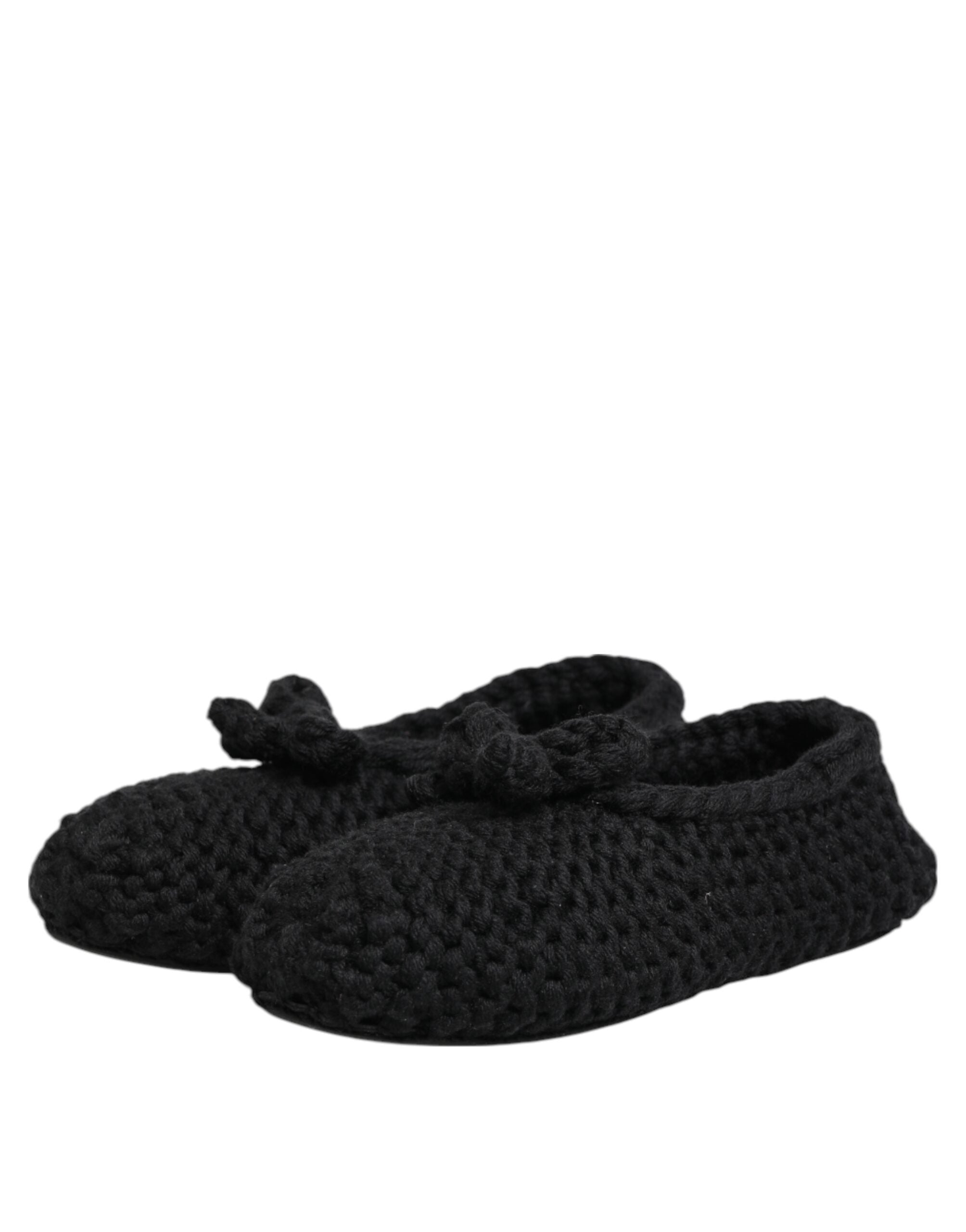 Dolce & Gabbana Dolce & Gabbana Black Wool Knit Slip On Ballerina Flats Women's Shoes
