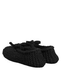 Dolce & Gabbana Dolce & Gabbana Black Wool Knit Slip On Ballerina Flats Women's Shoes