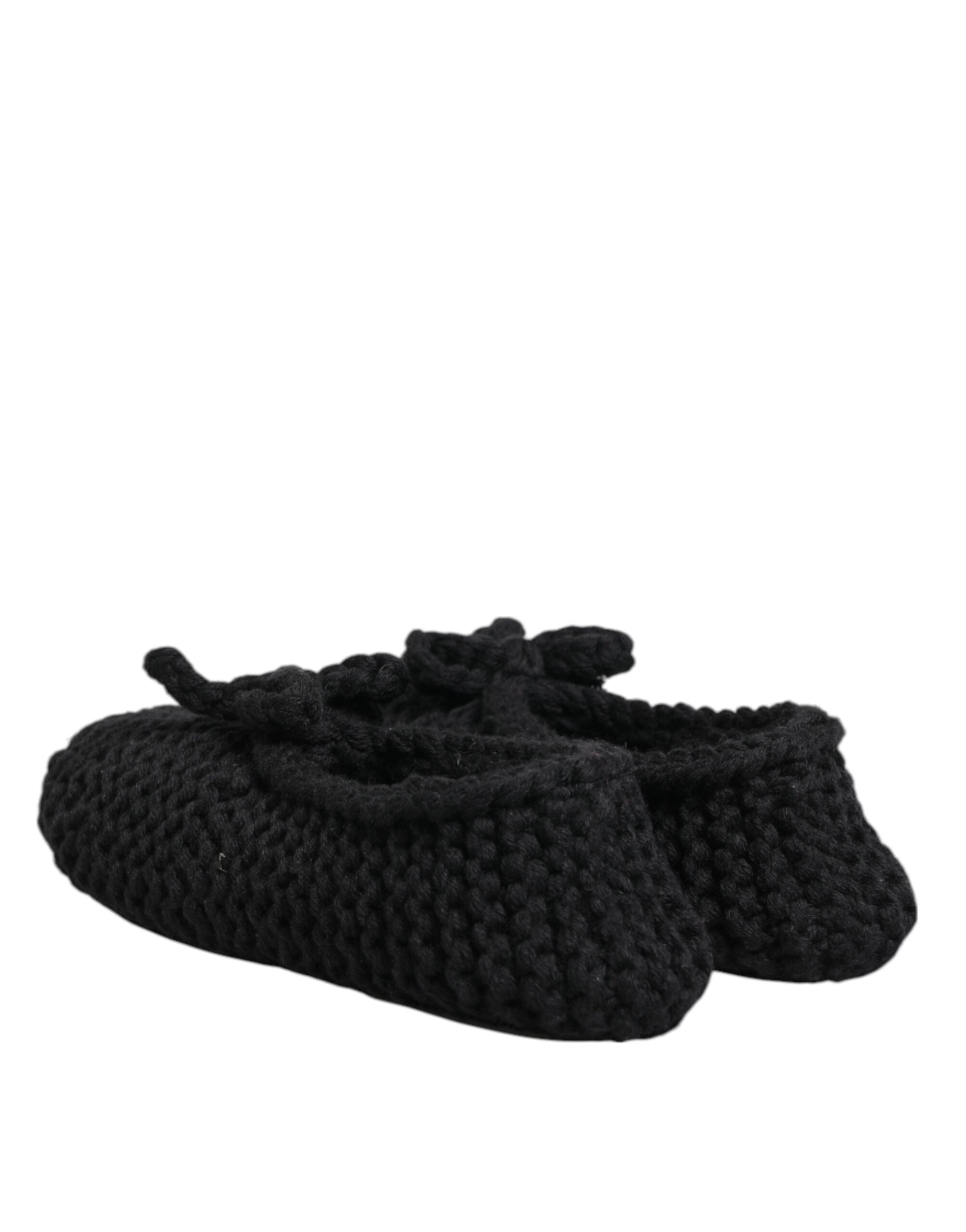 Dolce & Gabbana Dolce & Gabbana Black Wool Knit Slip On Ballerina Flats Women's Shoes