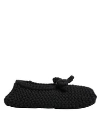 Dolce & Gabbana Dolce & Gabbana Black Wool Knit Slip On Ballerina Flats Women's Shoes