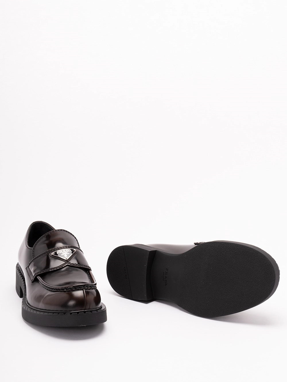 Prada Prada Men Chocolate Brushed Leather Loafers