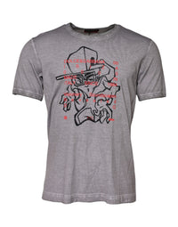 Dolce & Gabbana Gray Graphic Print Cotton Crew Neck Men's T-shirt