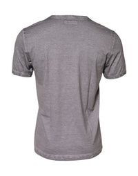 Dolce & Gabbana Gray Graphic Print Cotton Crew Neck Men's T-shirt
