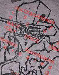 Dolce & Gabbana Gray Graphic Print Cotton Crew Neck Men's T-shirt