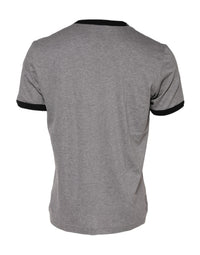 Dolce & Gabbana Gray Sacred Heart Cotton Crew Neck Men's T-shirt