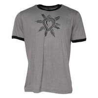 Dolce & Gabbana Gray Sacred Heart Cotton Crew Neck Men's T-shirt