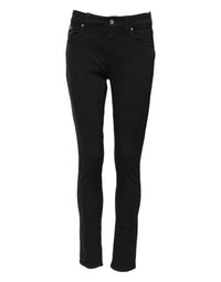 Dolce & Gabbana Black Cotton Skinny Mid Waist Denim Women's Jeans