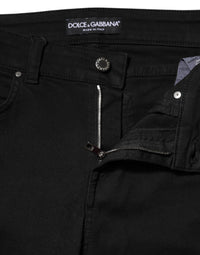 Dolce & Gabbana Black Cotton Skinny Mid Waist Denim Women's Jeans