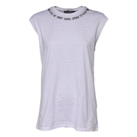Dolce & Gabbana White Cotton Sleeveless Printed Tank Women's T-shirt