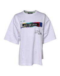 Dolce & Gabbana White Cotton Printed Short Sleeves Women's T-shirt
