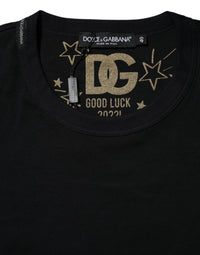 Dolce & Gabbana Black Cotton DG Print Short Sleeve Top Women's T-shirt