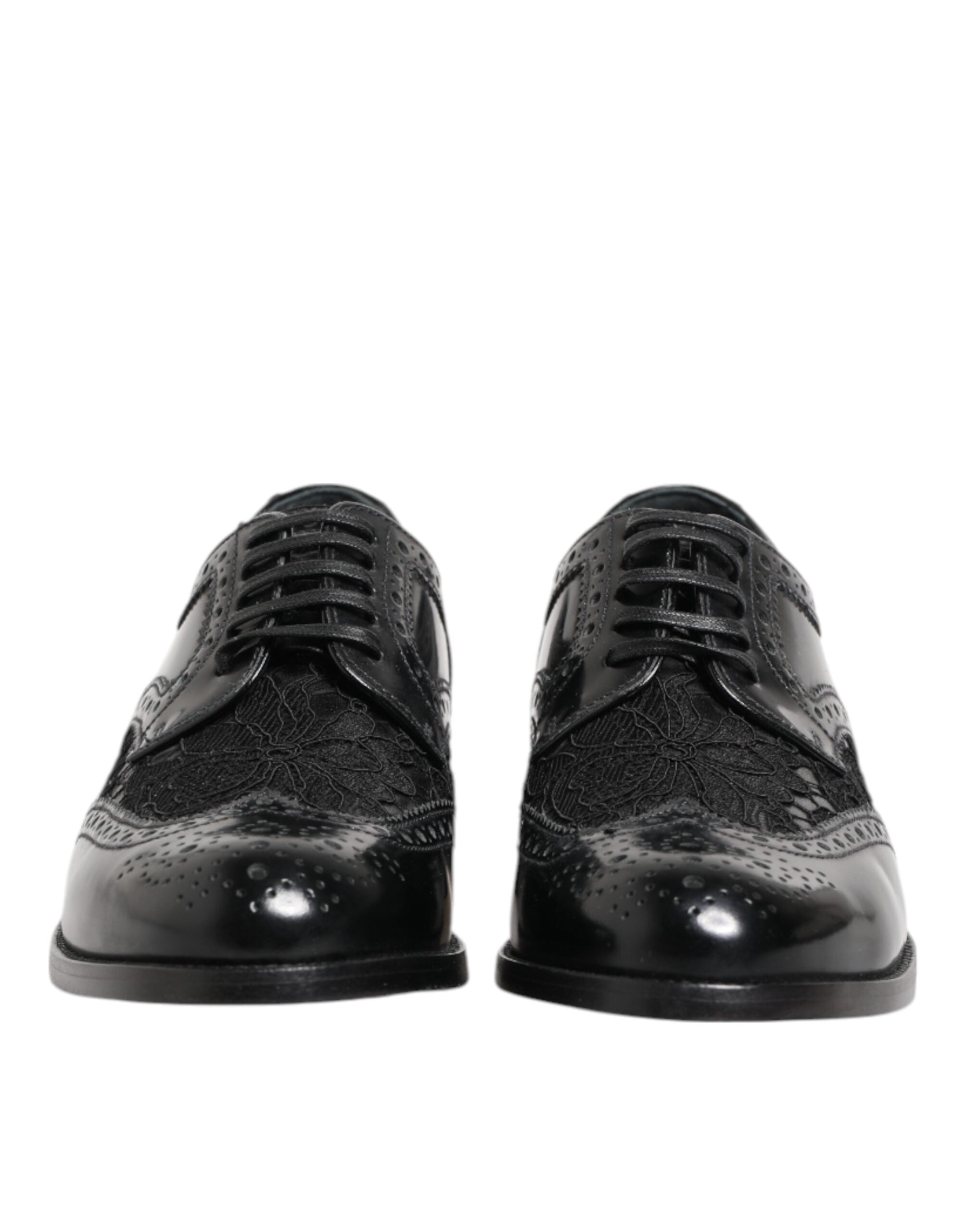 Dolce & Gabbana Dolce & Gabbana Black Leather Floral Lace Dress Formal Women's Shoes