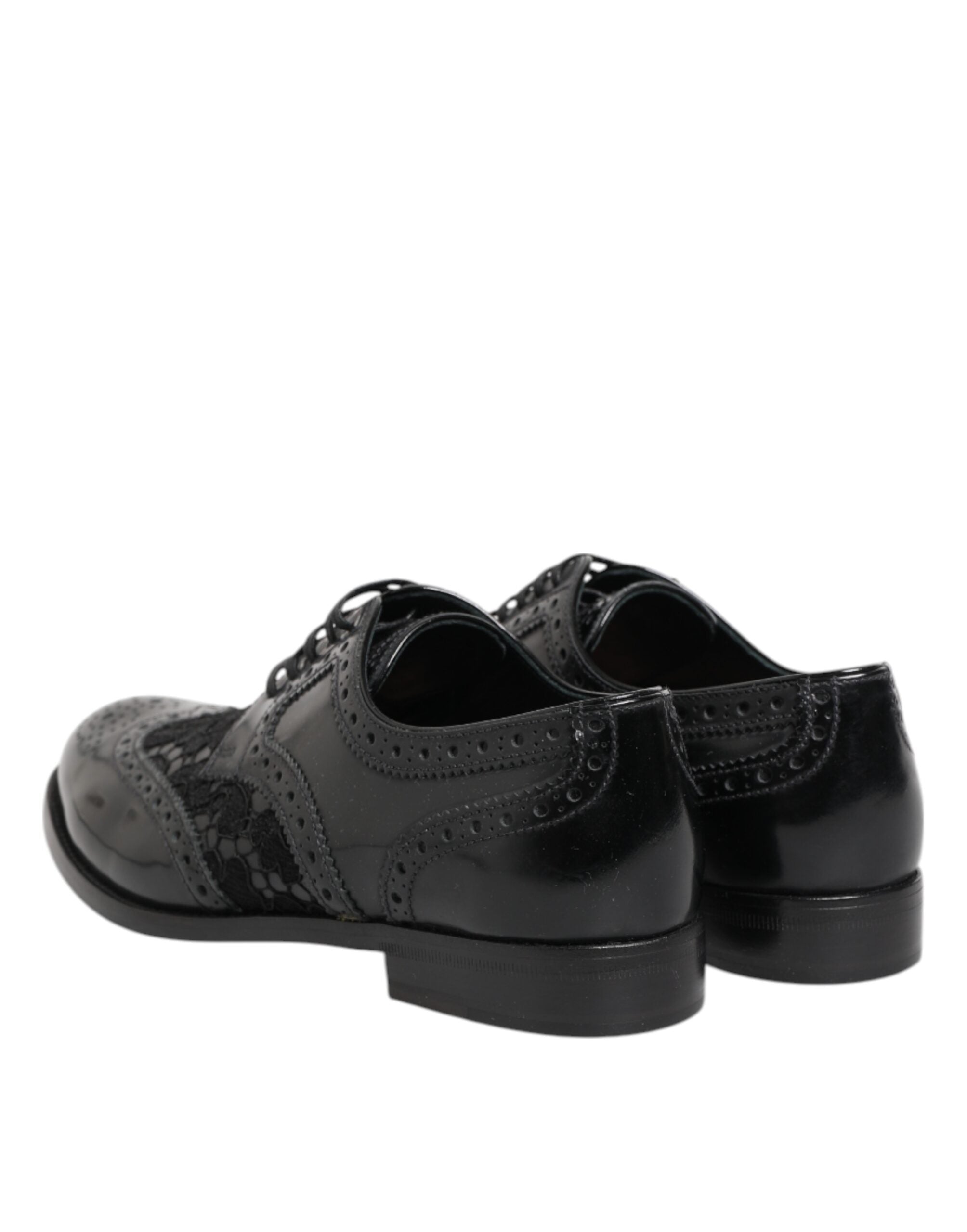 Dolce & Gabbana Dolce & Gabbana Black Leather Floral Lace Dress Formal Women's Shoes
