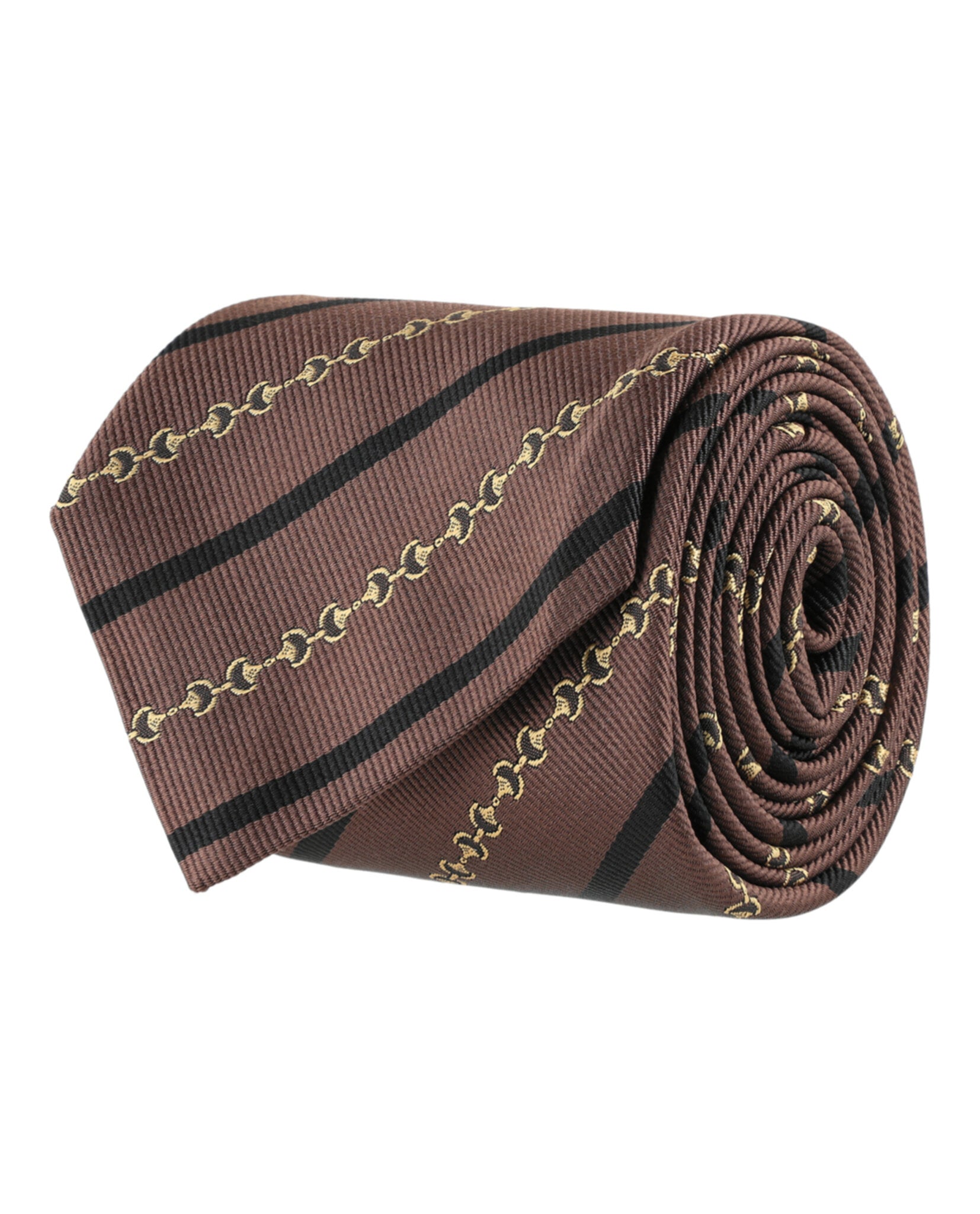 Gucci Mens Diagonal Horsebit Silk Jacquard Tie