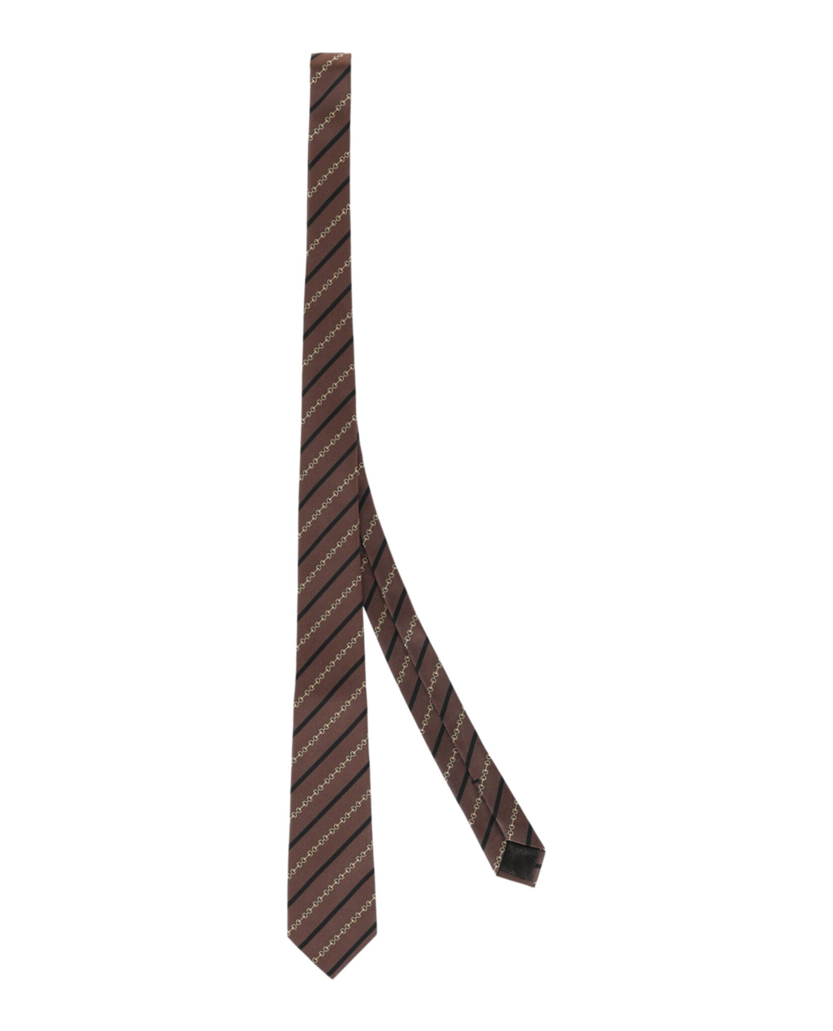 Gucci Mens Diagonal Horsebit Silk Jacquard Tie